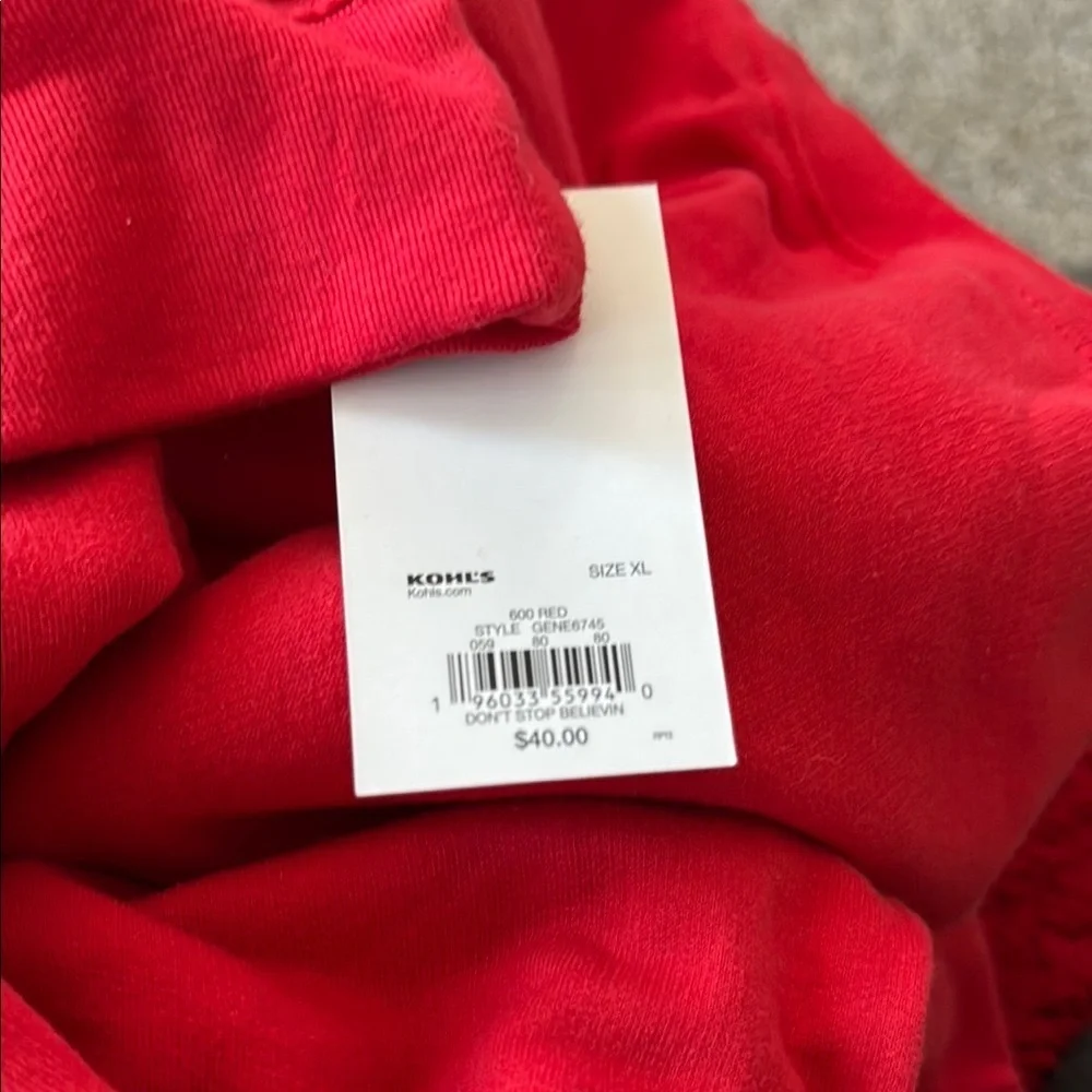 Red Crewneck Sweater with Santa and Festive Design